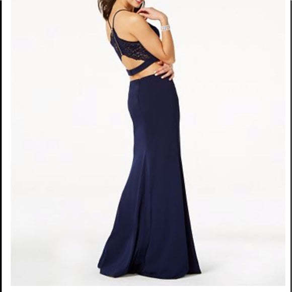 hanii y beaded lace detail dress Montsand BLUE BEADED LACE PENCIL MIDI DRESS main image 1