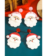 White Bright Pearl Decor Cute Father Christmas Earrings - $97.92 MXN
