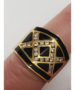 Antique Art Deco 14k Yellow Gold  Ring:.50ct Diamonds &amp; Enamel Ring  - $2,453.26 CAD