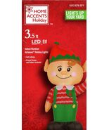 HOME ACCENTS HOLIDAY 1013 676 971 3.5' LED AIRBLOWN ELF - NEW - $29.98