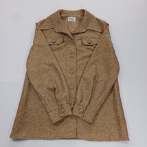 Vtg Ned J Atlanta Blouse Women's Brown Closed Front Pockets Button Up Chest 39" image 13