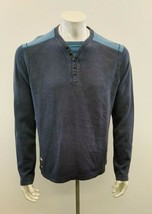 Point Zero Black Label Men&#39;s Ribbed Shirt Size Large Blue Henley Neck  - $11.87