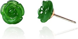 jade earrings for women/green earrings 14k Yellow Gold Plated Sterling Silver - £15.56 GBP