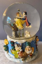Disney~Snow White~Prince~7 Dwarves~Christmas Snow Globe~Musical~Rotates~Enesco - £27.09 GBP