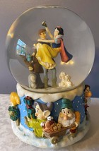 Disney~Snow White~Prince~7 Dwarves~Christmas Snow Globe~Musical~Rotates~Enesco - £27.24 GBP