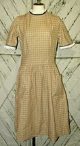 Custom Uniform Company Milkmaid Brown Plaid Dress Victorian Costume Size M  - £51.37 GBP