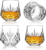 Whiskey Glasses Set Of 4 Vintage Barware Drinking Lowball Old Fashioned Crystal - £32.34 GBP