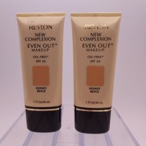 Lot Of 2 Revlon New Complexion Even Out Makeup Foundation Oil-Free Honey Beige - $16.82