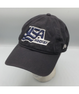 USA HOCKEY NEW ERA Embroidered Black Strapback Adjustable Hat Cap - $544.63 MXN