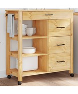  Kitchen Trolley MONZA 33.1&quot;x15.7&quot;x35.4&quot; Solid Wood Pine - $4,732.33 MXN