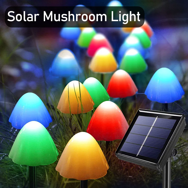 IP65 Waterproof Solar Garden Lights Outdoor Solar Fairy Lights Mushroom Solar Li - £57.76 GBP