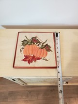 Glazed Ceramic Kitchen Trivet Pumpkin Autumn Harvest 8&quot; x 8&quot; - £12.61 GBP