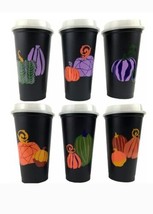 Starbucks ~ Reusable Hot Cups - 6 Pack ~ PUMPKINS w/Glow in Dark Lids ~ 16 oz. - £29.45 GBP
