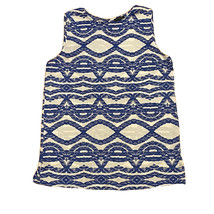 Ann Taylor Womens Top Nautical Rope Shell Blouse Blue White Sleeveless S... - $12.86