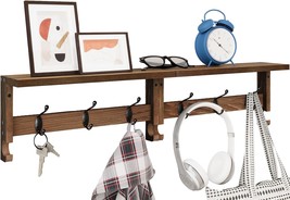 Coat Hooks, Wood Rack Wall-Mounted, 31.5 Inch Entryway Shelf With 10, Brown - $39.97