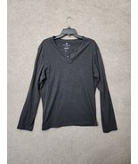 Mack Weldon Henley Shirt Mens XL Gray Pima Cotton Button Casual Long Sleeve - £27.14 GBP