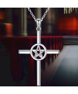 925 Sterling Silver Cross Pendant Necklace for Women Men Pentacle Jewelr... - $1,999.14 MXN