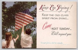 Sunday School Keep &#39;Em Flying Children with Patriotic Kite Postcard G26 - £4.72 GBP