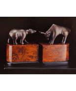 Bookends bull bear bronzed brass wall street new Bey Berk - £86.01 GBP