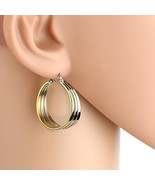 Tricolor Silver, Gold & Rose Tone Hoop Earrings- United Elegance - $26.99