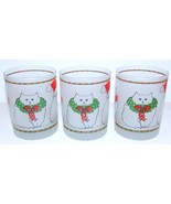 SET OF 3 CERA FROSTED GLASS CHRISTMAS CAT LOW BALL/OLD-FASHIONED WHISKEY... - €34,22 EUR