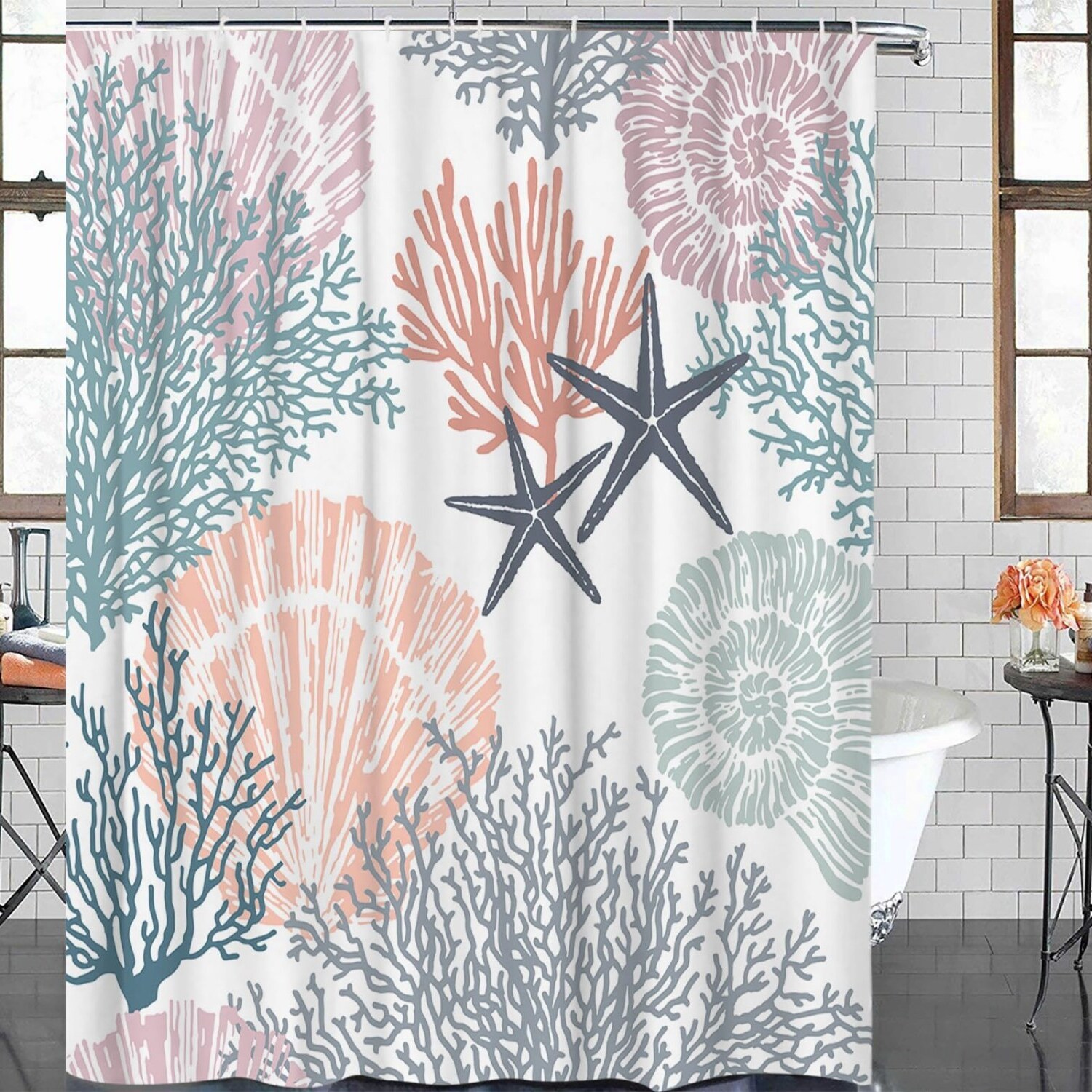 Boho Floral Waterproof Shower Curtain 36x78IN - $42.56