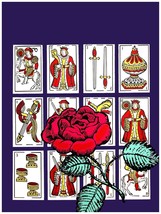 1736 Red rose on playing cards quality Poster.Purple Decorative Art.Wall Decor - £12.94 GBP+