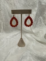 Earrings Boho Retro Coral Orange Clear Acrylic Drop Dangle 2 Inches - $93.01 MXN