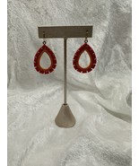 Earrings Boho Retro Coral Orange Clear Acrylic Drop Dangle 2 Inches - $91.14 MXN