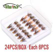 Vtwins ss Bead Head Jig Hook Soft-Hackle Hare&#39;s Ear Fly Mayfly Emerger Nymph Tro - £81.64 GBP