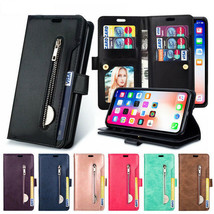 For iPhone 11 Pro Max XR 6S 7 8Plus Luxury Leather Zipper Wallet Card Case Cover - £41.68 GBP
