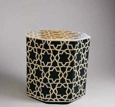 Heritage inlay Star pattern wooden Octagon End table  in black - $699.00+