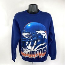 Denver Broncos 1997 NFL Vintage Pullover Sweatshirt Blue Orange Mens Large - £34.44 GBP
