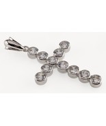 Sterling Silver Cross Pendant with Bezel Set Round CZs Gorgeous - $229.09 CAD
