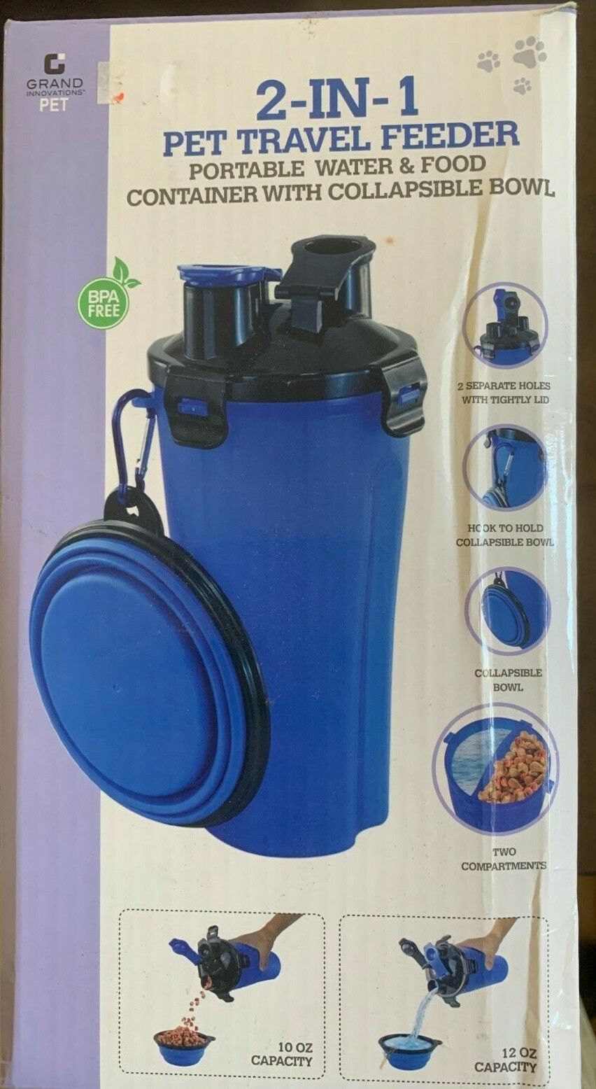 Grand Innovations 2 in 1 Pet Travel Feeder Portable Water And Food Conta... - $10.84
