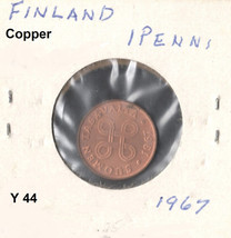 Finland K44a, 1 Penni Copper 1967 - $1.00