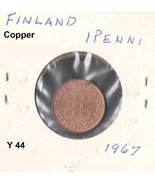 Finland K44a, 1 Penni Copper 1967 - $19.00 MXN