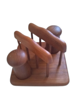 Goodwood Genuine Teak Wood Salt and Pepper Shakers with Napkin Holder Vintage - £15.82 GBP