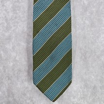 Emporio Armani Blue Green Stripe Geometric 100% Silk Italy Men&#39;s Neck Tie NWOT - £19.73 GBP