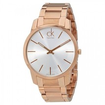 Calvin Klein City K2G21646 Men&#39;s Silver Dial Rose Gold-tone Watch - £122.64 GBP