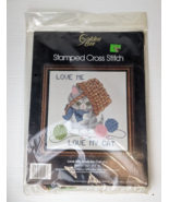 LOVE ME, LOVE MY CAT 20116 Stamped Cross Stitch Kit 1983 Candamar Design... - £10.07 GBP