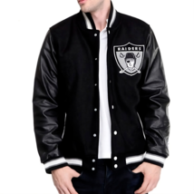 NFL Oakland Las Vegas Raiders wool body leather sleeves Letterman varsity jacket - £86.55 GBP+
