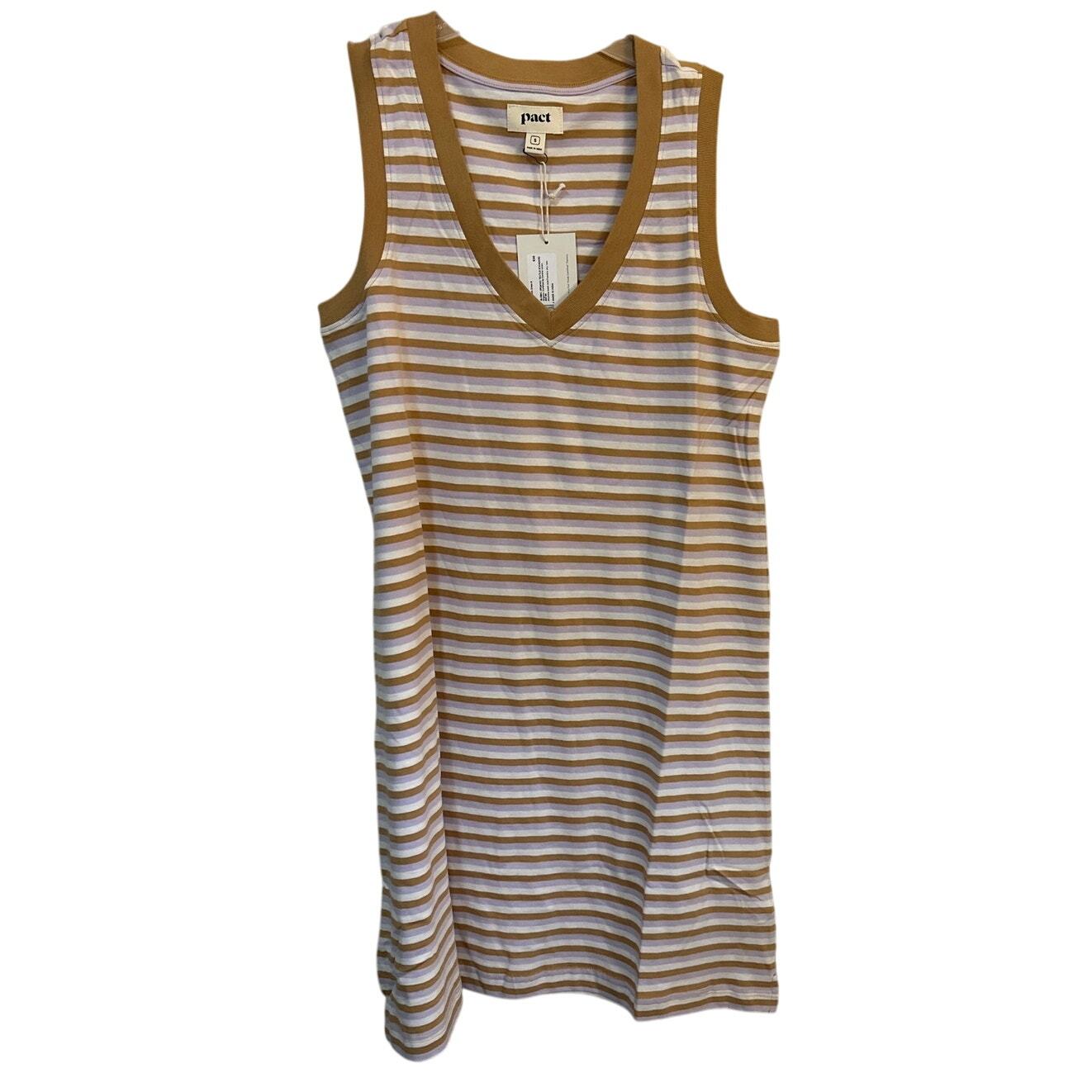 PACT womens soho stripe softspun A-line Organic Tank Dress Size Small New  - $27.72