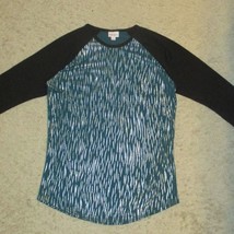 Womens long Sleeve Top Black Emerald Silver SZ Small LU La Roe - $111.49 MXN