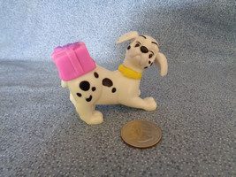 McDonald&#39;s 101 Dalmatian Plastic Toy w/ Pink Present Yellow Collar Poseable Head - £1.18 GBP
