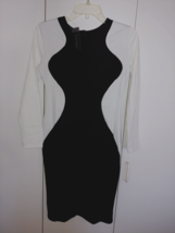 Oxiuli Fashion Ladies Ls BLACK/WHITE Hourglass Style Look Knit DRESS-M-NWT-CUTE - £10.46 GBP