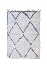 Handmade White Moroccan Beni Ourain Rug, Wool Berber carpet 5.38 x 3.81 - £337.35 GBP