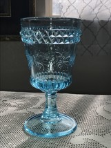 Vintage -- Indiana Glass Light Blue Thumbprint Kings Crown Pedestal Cand... - £6.05 GBP