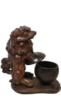 Chinese Wood Lion Foo Dog Incense Holder - £86.04 GBP