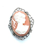 Vtg Signed Jezlaine Sterling Silver Cameo Elegant Women Face Female Broo... - $918.22 MXN